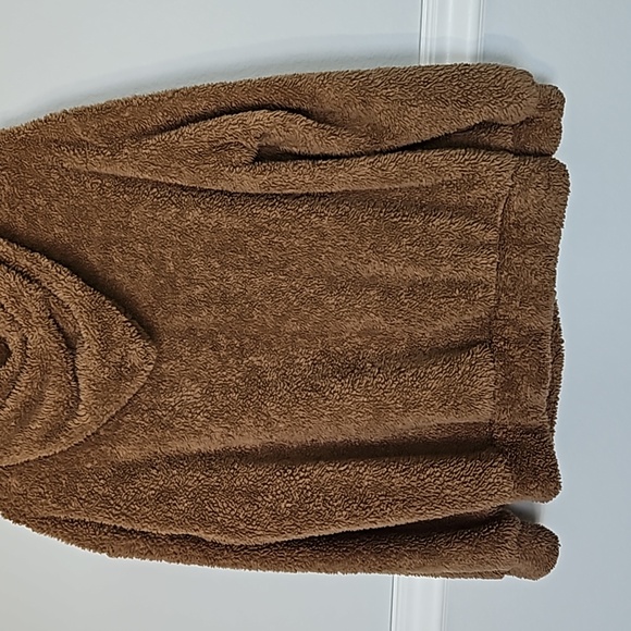 SHEIN Sherpa Long Sleeve Half Zip Teddy Hoodie w Kangaroo Pouch Brown Black XS - Picture 7 of 12